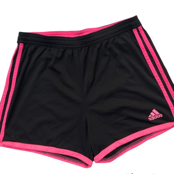adidas Pants - Adidas Small Shorts Athletic Black Pink 3-Stripes Woven Logo CLIMACOOL Running